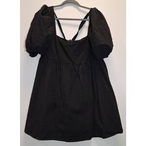 Jacquie the label women large puffer sleeve dress black mini square neck